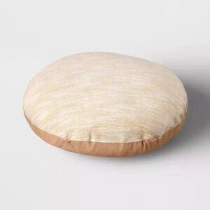 NEW Threshold 16" Woven Cotton Slub Round Throw Pillow with Gold Lurex